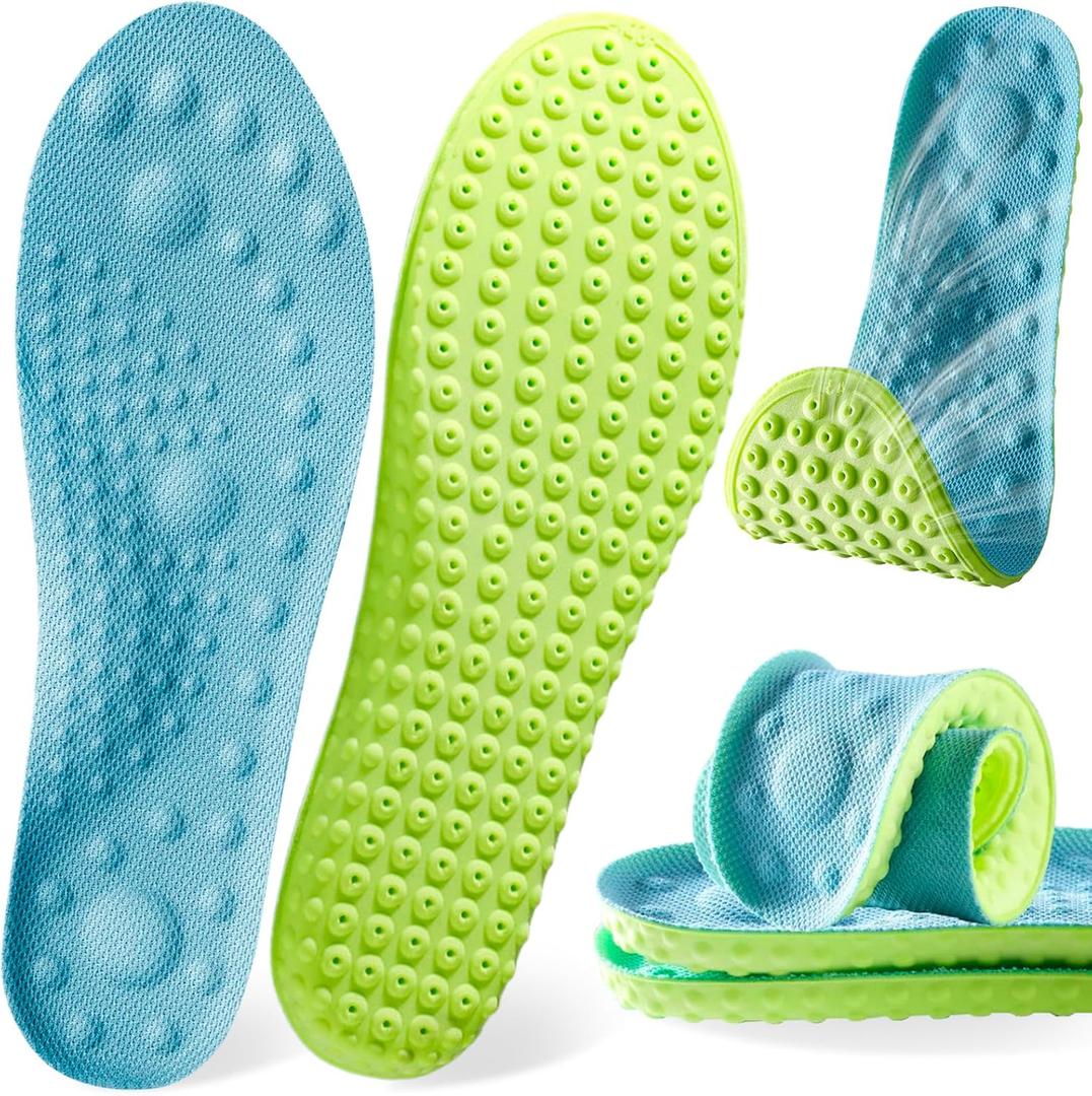 4D Cloud Soles Insoles for Women and Kids,Soft Shock Absorption Massage Insoles -Comfort Sports Shoe Inserts Arch Support Insoles, Work Boot Shoe Insole (Blue, XS Men 6~7 /Women 7.5)