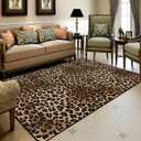 Leopard Rug 5x7 Washable Animal Print Rug Living Room Large Carpet Soft Non-Slip, Non-Shedding Brown Carpet for Office Dormitory Bedroom