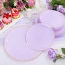PULOTE 100PCS Purple Plastic Plates Disposable - Include 50 Dinner / 50 Dessert Plates Heavy Duty for Party, Wedding&Birthday