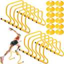 12 Pcs 12 Inch Agility Hurdles Training Equipment Agility Hurdles and Marker Cone Set Disc Cones Speed and Training Obstacle for Athletes Sports Soccer Football Tennis Basketball (Yellow)