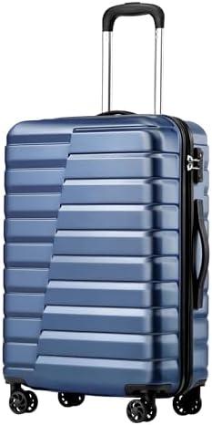 Coolife Luggage Suitcase Carry on Hardside PC+ABS Spinner TSA Lock Telescopic Handle (Size: S(20in_carry on) Blue