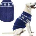 Warm Winter Dog Sweater - Cold Weather Pet Clothes for Small Medium Large Dogs Indoor Outdoor, Soft Classic Knit Puppy Apparel, Blue, ML