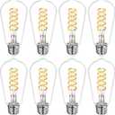 8 Pack ST19(ST58) Vintage LED Edison Light Bulbs, Neutral White 4000K, Dimmable 600LM, CRI 80+, 6W Equivalent to 60W, E26 Base Clear Plastic, Antique Decorative LED Filament Bulbs for Home