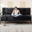 10" Futon Mattress Queen Size, Ultra Thick Futons Sofa Couch Bed Sleeper Sofa Bed, Versatile Floor Futons Japanese Floor Mattress for Adults, Black (Frame Not Included)