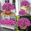 Ouddy Decor 8 Bundles Artificial Flowers for Outdoors, Fake Silk Flowers Azalea Plants UV Resistant for Summer Front Door Planter Garden Patio Window Box Balcony Walkway Home Decor, Purple