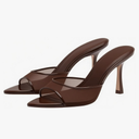 YIYA Women's Open Pointed Peep Toe Mules Kitten Heels Stiletto High Heels Slide Sandals Summer Slip On Backless Dress Spring Summer Pumps Shoes, Size 8