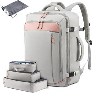 LOVEVOOK Carry on Backpack, 40L Travel Backpack for Women Men Airline Approved, Expandable Large Suitcase Backpacks With 4 Packing Cubes, Aer Travel Pack 3, Water Resistant Weekender Bag