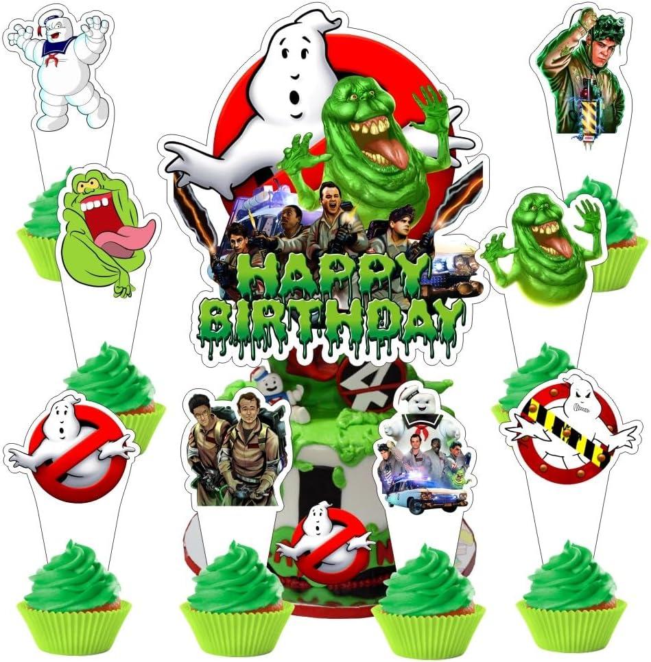 2 x 25pcs Ghost Cake Decorations with 1pcs Cake Topper, 24pcs Cupcake Toppers for Ghost Birthday Party Supplies