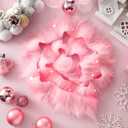 Chuangdi 6 Pcs 35 ft Pink Christmas Garland with Lights for Xmas Tree Decorations Pink Faux Fur Fabric Decor Christmas Tree Hanging Garland Faux Feather Decor for Holiday Indoor Outdoor Party Supplies