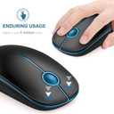 Vssoplor Wireless Mouse, 2.4G Slim Portable Computer Laptop Mouse with Nano Receiver Quiet Silent Optical Mice for Notebook, PC, Laptop, Computer-Black and Sapphire Blue