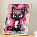 Cat Posters Graffiti Wall Art Canvas Prints,Funny Bathroom Art Decor Girls Bedroom Anime Wall Decor Set of 4 (8"x10",Unframed).