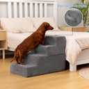 Aodisman Dog Stairs for Bed 18.5" H, 4-Step Dog Steps for Small Dogs and Cats, Indoor Non-Slip Balanced Pet Stairs are Suitable for Puppy, Older Cat,Gery