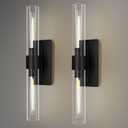 Black Wall Sconces, 22.8" Bathroom Sconces, Sconces Wall Lighting 2-Light, Bronze Wall Sconces Set of Two, Vanity Lights Tube Sconce, Glass Wall Sconce for Living Room, Bedroom, Hallway