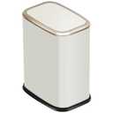 2 Gallon Small Office Bathroom Trash Can with Swing Lid,Living Room Bedroom Garbage can Wastebasket bin,Inner Bucket,Metal Decor Trash Can (Cream White)