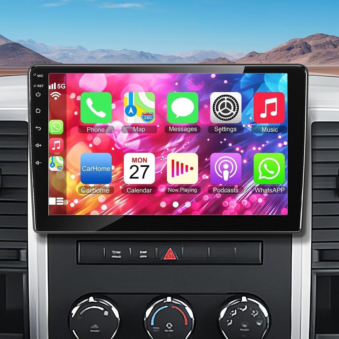 4+ 64GB Car Radio for Dodge RAM 1500 2500 3500 2009 2010 2011 2012, Build in Wireless/Wire Carplay & Android Auto Support Bluetooth, Back-up Camera,FM Radio,SWC,10 Inch IPS Touch Screen