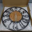 LEIKE Large LED Wall Clocks,Silent,Non Ticking,Battery Operated Rustic Round Modern Big Wood Wall Clock for Living Room, Bedroom,Kitchen,Farmhouse,Office,Home Decor -24" Black,LED,Roman Number