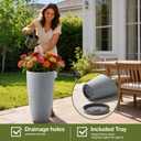 ZMTECH 2 Packs 21 inch Tall Planter, Indoor Outdoor Round Planter for Porch, Large Plant Pot with Drainage Hole for Home Garden Front Door, Modern Decorative Pots for Plants (Light Gray)