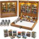 Anxiety Bookshelf with 6 Decorative Mini Lights and 400 Mini Book Pieces, Miniature Bookshelf, Book Organizer for Office Desk, Library Decor for Tiny Home and Bookish Spaces, 10.2 x 9.1 x 3.1 in