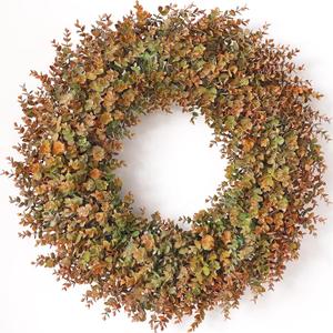 32" Large Fake Eucalyptus Fall Wreath for Front Door Decor(Orange-Green)
