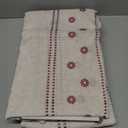 jinchan Winslow Linen Curtains for Bedroom 84 Inches Length Embroidered Floral Curtains for Living Room Farmhouse Decor Rod Pocket Light Filtering Window Treatments Red on Beige Drapes 2 Panels