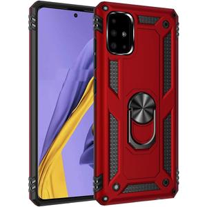 Dionsibei Military Grade Drop Impact for Samsung Galaxy A51 4G Case Metal Rotating Ring Kickstand Holder Magnetic Car Mount for Galaxy A51 4G Phone Case Red