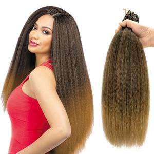 Synthetic Kinky Straight Crochet Braid Hair with Adjustable Pre-looped Yaki straight Crochet Braiding Hair Extension for Black Women 6 Packs 20 Inches 96 Roots T27#
