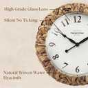 Presentime & Co. Farmhouse Series, Rustic Woven Clock, 14 inch, Natural Woven Water Hyacinth/Sea Grass. Wall Sculpture, Wall Art and Timepiece for Home Decoration/Decoration/Farmhouse Dcor