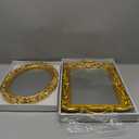 2 Pcs Vintage Decorative Gold Mirror Set Including 12. 6" x 9. 1" Oval Wall Mirror 15. 4" x 9. 7" Square Antique Tabletop Makeup Mirror for Bedrooms Living Room Dresser Decorations