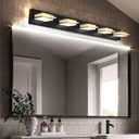 5 Light Bathroom Vanity Light Gold Black LED Dimmable Bath Light Over Mirror Golden Wall Sconce with Acrylic Lampshade,White Light 3000K-6000K,3 Color