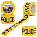 OLANZU Pack of 4 Police Line Do Not Cross Tape - 3 x 1000 ft - Polyethylene Police Tape - Smudge Resistant, Clearly Visible, Non-Adhesive, High-Contrast Law Enforcement & Crowd Control Barrier
