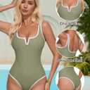 SUUKSESS Women Sexy Tummy Control One Piece Swimsuits High Cut Bathing Suit 2026 (Green, S)