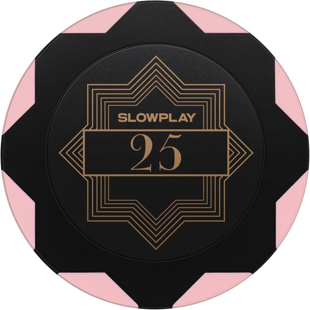 SLOWPLAY Nash Clay Poker Chips, 14 Grams Heavyweight Clay Composite, 40mm Large Chips in Bulk, Pack of 50 with Denomination of 25 SLOWPLAY Nash Clay Poker Chips, 14 Grams Heavyweight Clay Composite, 40mm Large Chips in Bulk, Pack of 50 with Denomination of 25