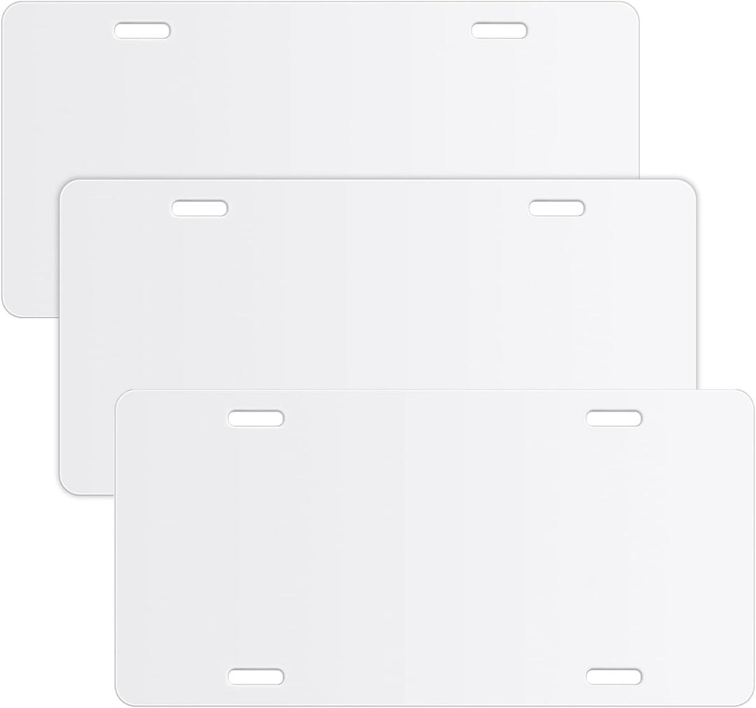 3Pcs Sublimation License Plate Blanks White, AngleKai Metal License Blank Plate for Car DIY Transfer Sheet Sublimation Blanks