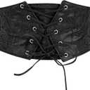 TRIWORKS Women Waist Belt Corset Lace Up Tied Waspie Elastic Wide Belt for Dresses Halloween Pirate Corset (Fit Waist Size 22"-26", Black)
