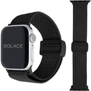 Solace Sport Adapt Bands - Apple Watch Bands, Breathable Nylon with Magnetic Clasp, Unisex Smart Watch Band, Apple Watch Strap, Black 38/40/41/42MM