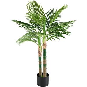DUMOS 4FT Artificial Dracaena Tree, Realistic Faux Indoor Floor Plant with Lifelike Leaves in Black Planter Pot, Maintenance Free Artificial Plant for Home Office Living Room and Porch Decor