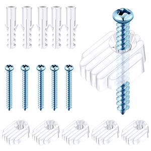 Blulu 20 Pack Mirror Holder Clips for 6 mm in (6/25) Glass Mirror Hanging Kit for Wall Mounting Hanging Retainer Fasteners with Screw and Anchors for Fixing Cabinet Door(Basic Style)