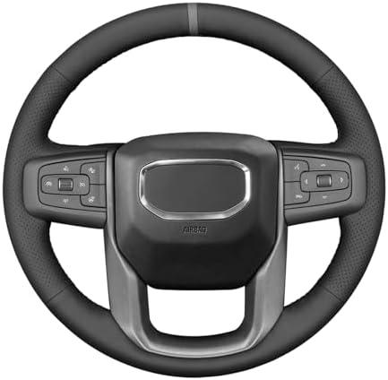 MEWANT Steering Wheel Cover for GMC Sierra 1500 / Sierra 1500 Limited/Sierra 2500 / Sierra 3500/ Yukon (XL) Hand-Stitched Car Wheel Steering Wrap