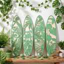 Geetery 4 Pcs Surfboard Wall Decor Carved Hollow Wooden Tropical Beach Art 19.7 x 5.5 Inch Surf Board for Beach Room Living Room, Green