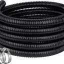 Pond Hose 2"ID × 10ft Black Corrugated Flexible Pump Tubing & 2 Clamps