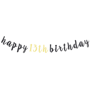 Happy 13th Birthday Party Decorations,13th Birthday Glitter Garland Banner - Cheers to Thirteen Years Old Bday Party Backdrop Decoration Sign
