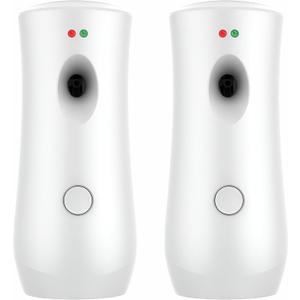 Automatic Air Freshener Spray Dispenser (2-Pack) White Wall Mounted or Free Standing Battery Operated Sprayer for Home or Commercial Use, 3 Auto Scent Release Time Settings for Room/Bathroom Freshness
