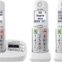 Panasonic Cordless Phone, Easy to Use with Large Display and Big Buttons, Flashing Favorites Key, Built in Flashlight, Call Block, Volume Boost, Talking Caller ID, 2 Cordless Handsets - KX-TGU433W (White)