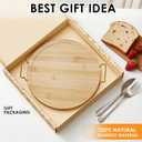 11" Lazy Susan Turntable Organizer for Table Top, Round Bamboo Lazy Susan Turntable for Cabinet with Handle, Home Kitchen, Pantry, Dining, Bathroom Vanity, Spice Organization, Wooden Decor