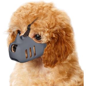 LUCKYPAW Dog Muzzle Soft Muzzle for Small Medium Dog Poodle Dachshund Breathable Silicone Cage Muzzle for Biting Chewing Funny Rhino Muzzle with Adjustable Strap (Grey, S-(Snout Cir:5.5-6.75in)