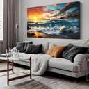Large Wall Art for Living Room Sunny Coastal Beach Pictures Print Paintings Bedroom Bathroom Framed Wall Decor Modern Home Ocean Wall Decorations Artwork Size 30x60 Ready to Hang (59L" x 29W", blue yellow)