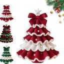 DIY Crochet Christmas Tree Kit, Christmas Tree Crochet Craft Kit Ornaments, Handmade Holiday Craft Set, Beginner-Friendly Crochet Kit with Yarn, Crochet Hook, and Instructions (White and Red)