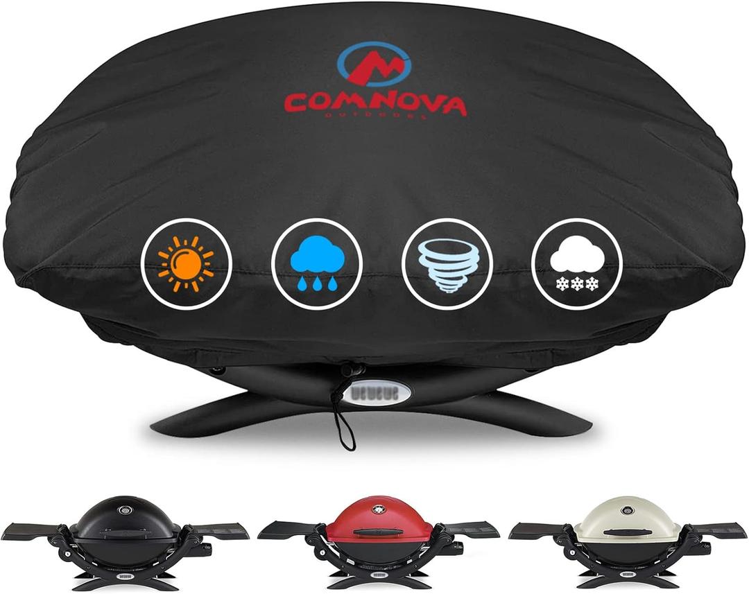 Comnova Grill Cover for Weber Q Series - 7111 BBQ Cover for Weber Q2000 and Q200 Series Gas Grill Heavy Duty & Waterproof, 33 Inch Barbecue Cover for Weber Q2200, Q2000, Q2400, Q200, Q220 and More