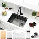 23 Inch Black Undermount Kitchen Sink - SZBAQTM 23x18 Inch Stainless Steel Undermount Sink Workstation Single Bowl 10'' Deep Handmade Kitchen sink with Cutting Board& Strainer, 23"X18"X10"