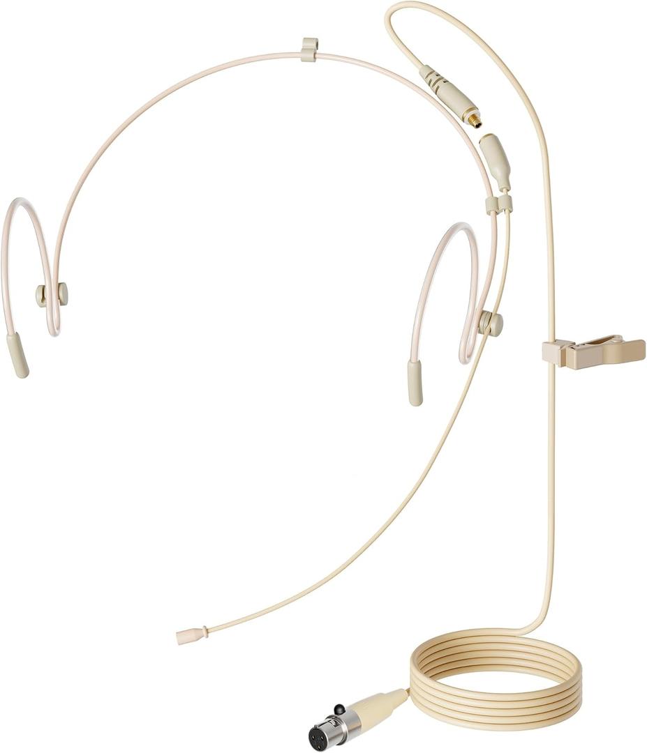 J K Pro Headset Headworn Microphone MIC-J 071S Compatible with AKG Samson Wireless Transmitter - Mini XLR 3Pin Connector